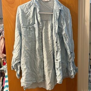 Light Blue Striped Button-Up Shirt